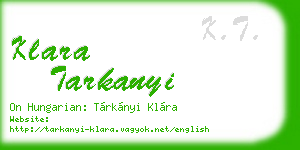 klara tarkanyi business card
