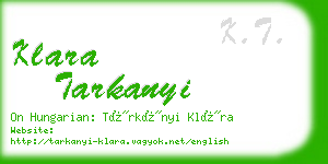 klara tarkanyi business card